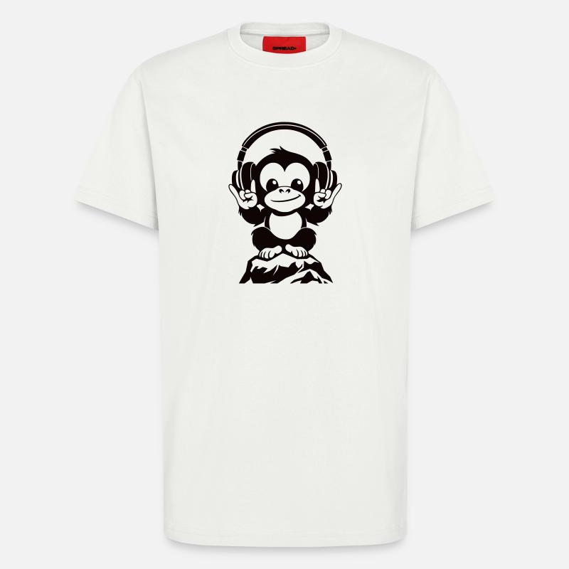 DJ Affe – Kopfhörer & Rockhandzeichen - T-Shirt - made by SPREAD - OFF WHITE
