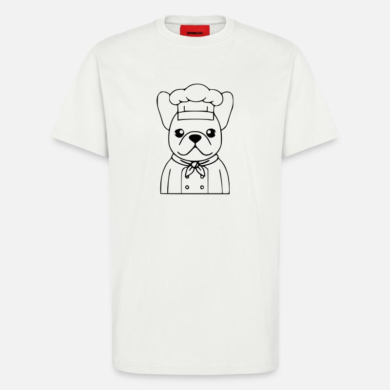 Frenchie Chef Baker Outline - T-Shirt - made by SPREAD - OFF WHITE