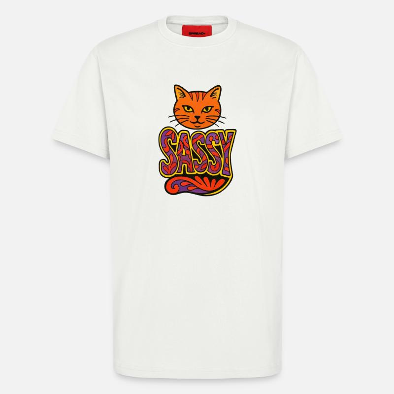 Sassy Cat Psychedelic Script - T-Shirt - made by SPREAD - OFF WHITE