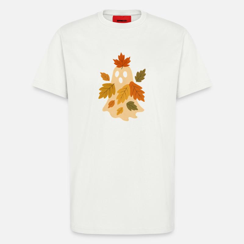 Herbstgeist mit Blättern - T-Shirt - made by SPREAD - OFF WHITE