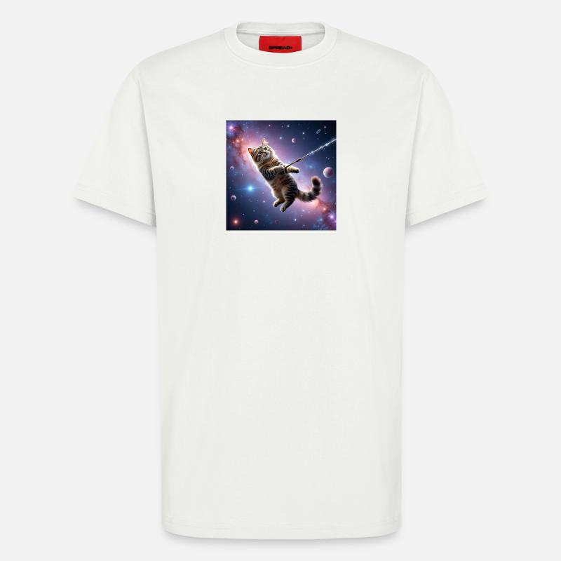 Chat dans l’espace - T-shirt bio décontracté fabriqué en UE - OFF WHITE