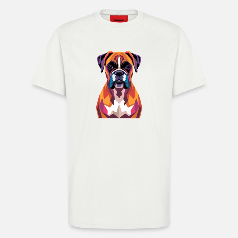 Farbenfroher geometrischer Boxerhund - T-Shirt - made by SPREAD - OFF WHITE