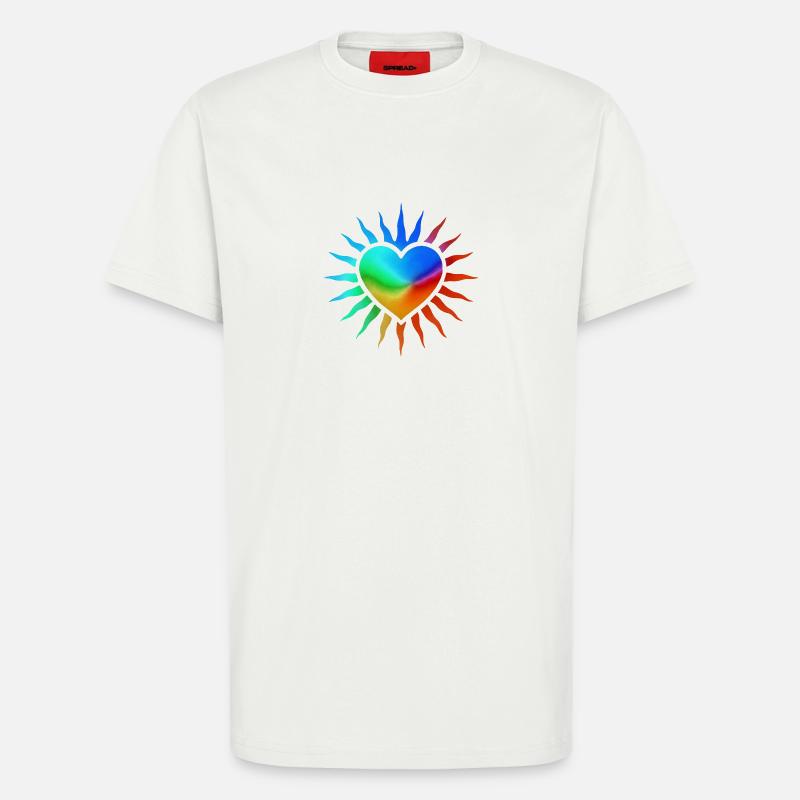 Rainbow Heart with Sun Rays - T-Shirt - made by SPREAD - OFF WHITE