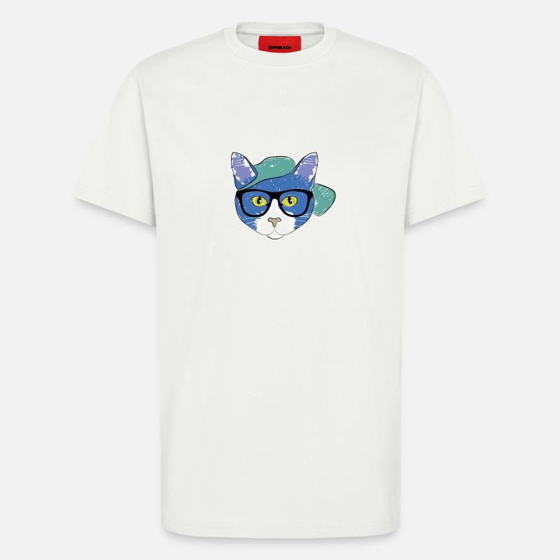 Blaue Katze mit Cap - T-Shirt - made by SPREAD - OFF WHITE