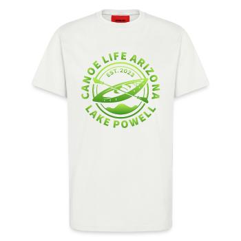 Canoe Life Arizona Design neon green - T-Shirt - made by SPREAD - OFF WHITE - Front - Alina (178cm) & Michal (187cm)
