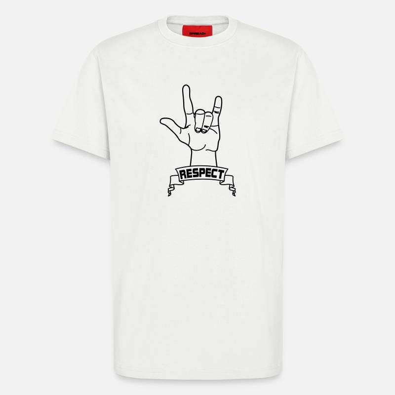 Handgeste Respekt mit Text RESPEKT - T-Shirt - made by SPREAD - OFF WHITE