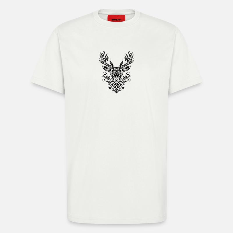 Celtic Deer Head Knot Pattern - T-Shirt - made by SPREAD - OFF WHITE