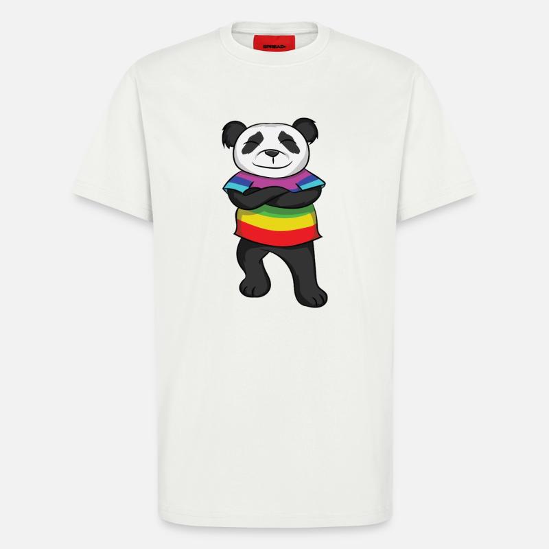 Panda Rainbow Pride with Attitude - T-Shirt - made by SPREAD - OFF WHITE
