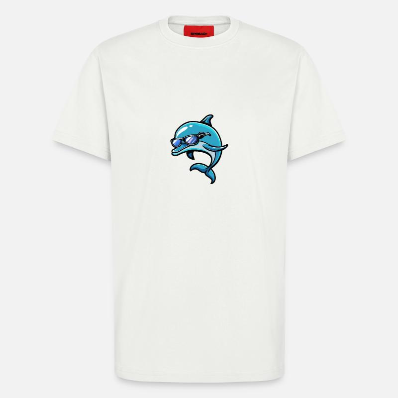 Bande dessinée Dolphin Cool - T-shirt bio décontracté fabriqué en UE - OFF WHITE