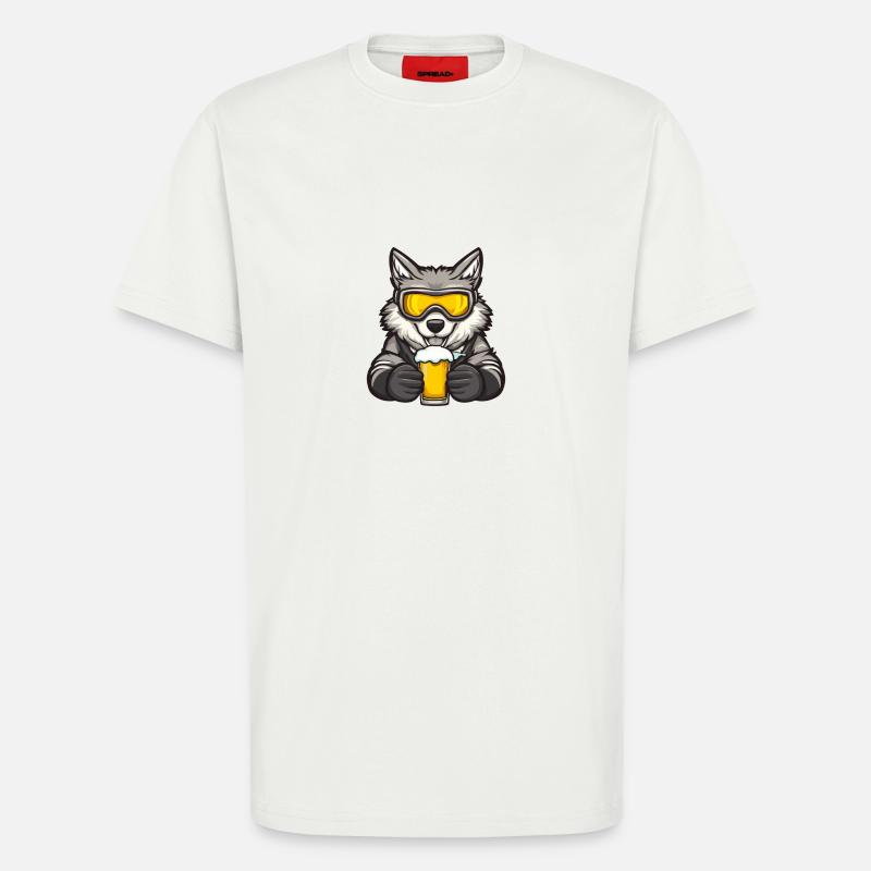 Wolf Apres Ski Bier Comic - T-Shirt - made by SPREAD - OFF WHITE