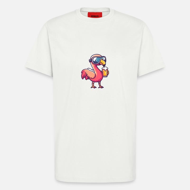 Flamingo Apres Ski Bier Comic - T-Shirt - made by SPREAD - OFF WHITE