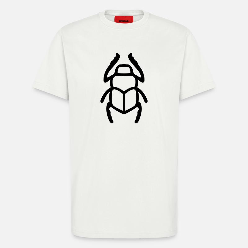 Hiéroglyphe scarabée - T-shirt bio décontracté fabriqué en UE - OFF WHITE