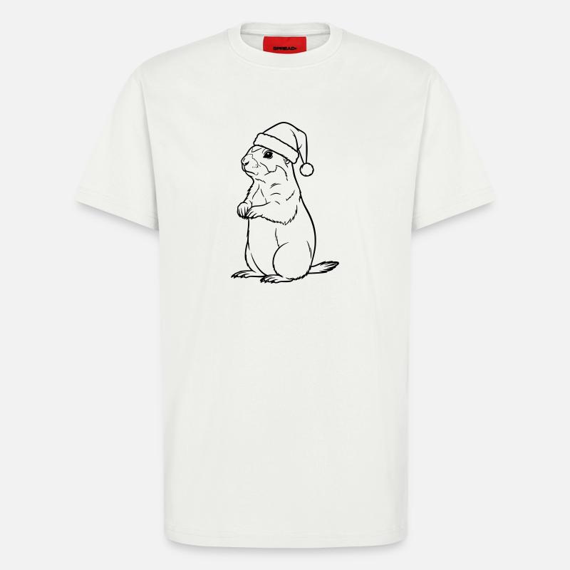 Weihnachts-Erdmännchen mit Mütze – Süßes Design - T-Shirt - made by SPREAD - OFF WHITE