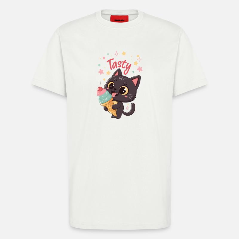 Gourmet-Katze und Eiscreme - T-Shirt - made by SPREAD - OFF WHITE
