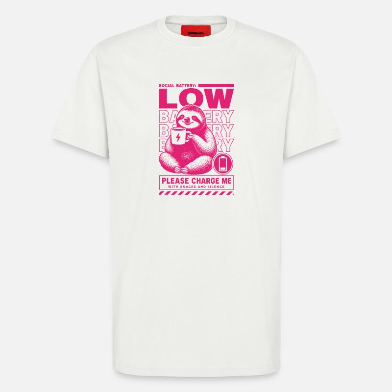 Low Battery Sloth Funny Design - T-Shirt - made by SPREAD - OFF WHITE