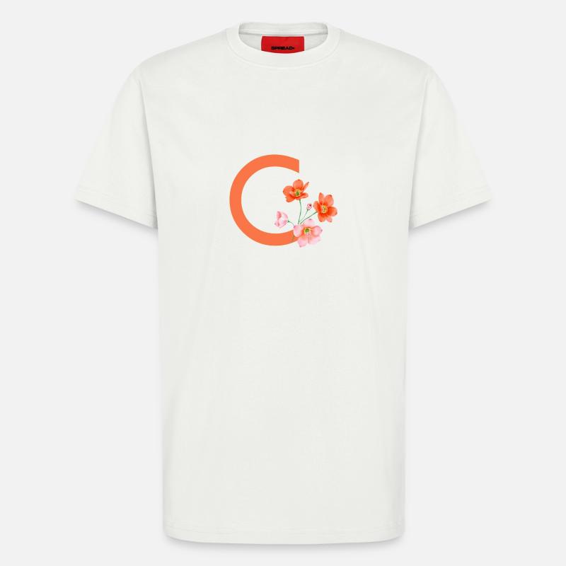 C avec fleurs - T-shirt bio décontracté fabriqué en UE - OFF WHITE