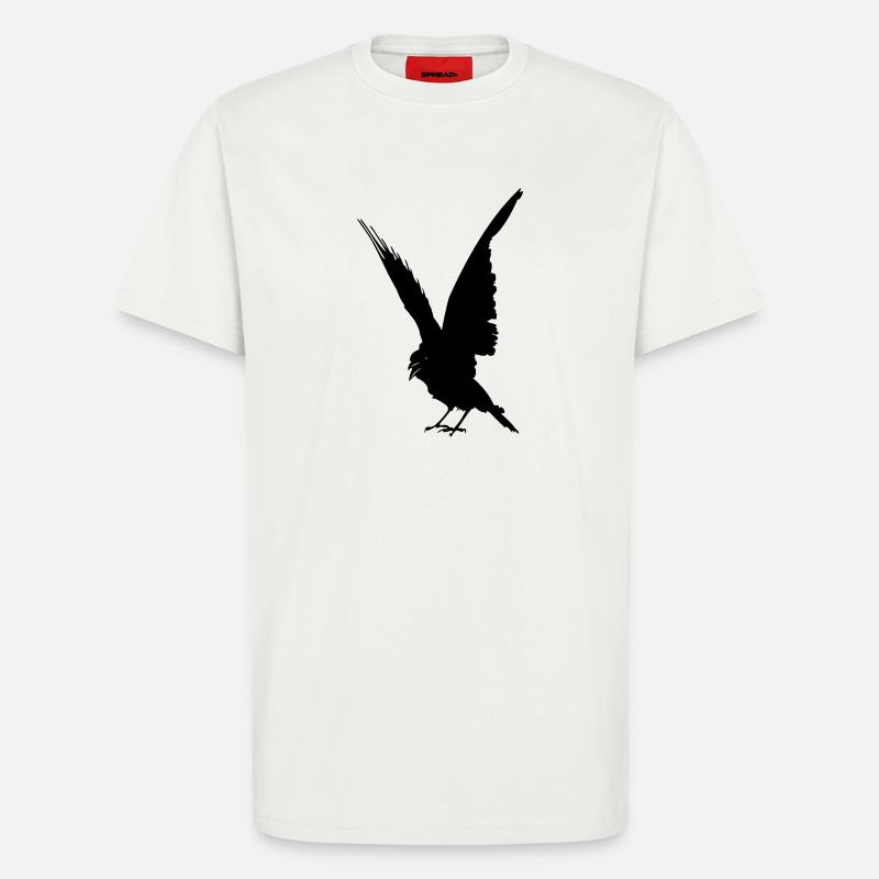 Schwarze Vogelkrähe oder Rabenschattenfigur - T-Shirt - made by SPREAD - OFF WHITE