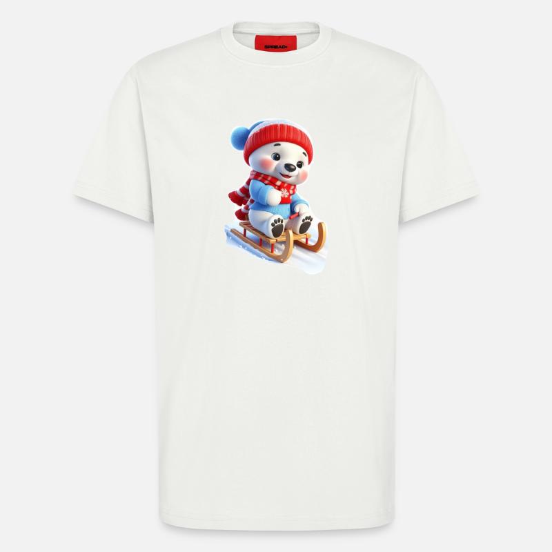 Winterbär auf Schlitten - T-Shirt - made by SPREAD - OFF WHITE