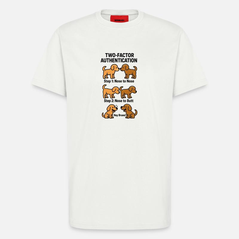 Chiens d’authentification à deux facteurs - T-shirt bio décontracté fabriqué en UE - OFF WHITE