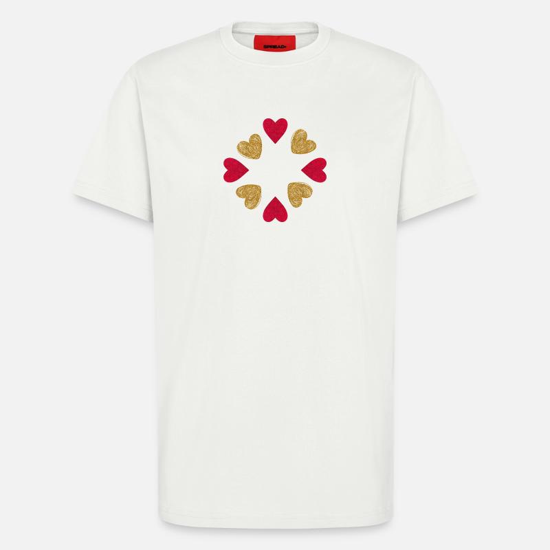 Kreis der Herzen Glitzer Rotgold - T-Shirt - made by SPREAD - OFF WHITE