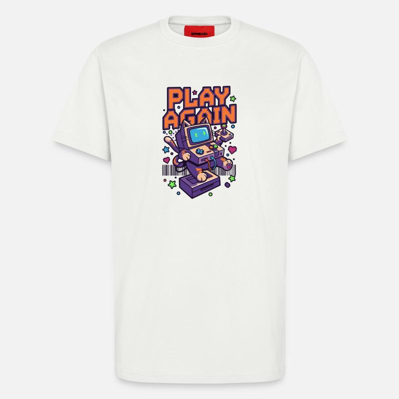 Play Again: Retro Katzen-Arcade - T-Shirt - made by SPREAD - OFF WHITE