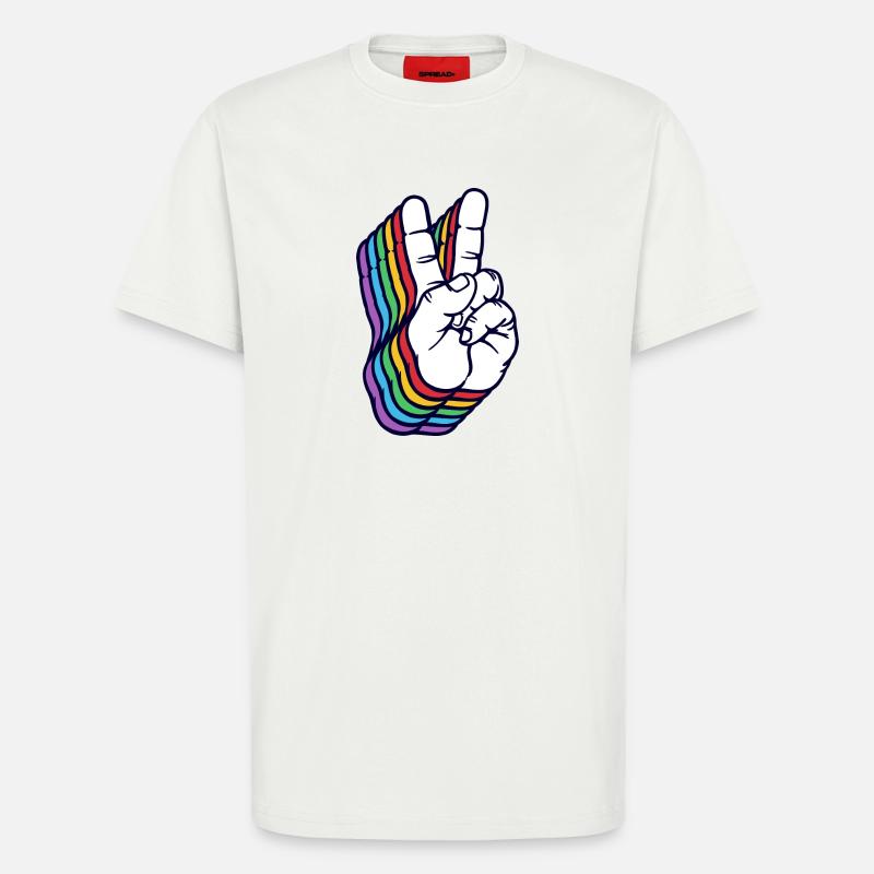 Friedensbewegung Frieden Friedenszeichen Liebe - T-Shirt - made by SPREAD - OFF WHITE