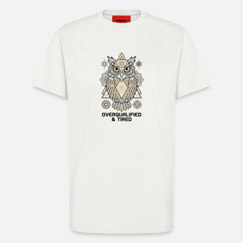 Overqualified Eule Mandala - T-Shirt - made by SPREAD - OFF WHITE