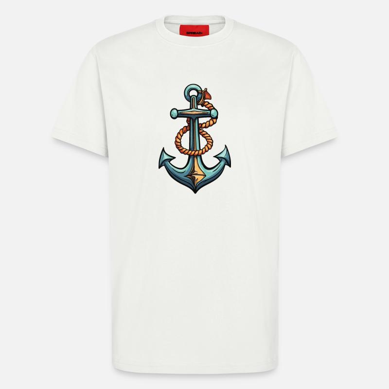 Conception de l’ancre - T-shirt bio décontracté fabriqué en UE - OFF WHITE