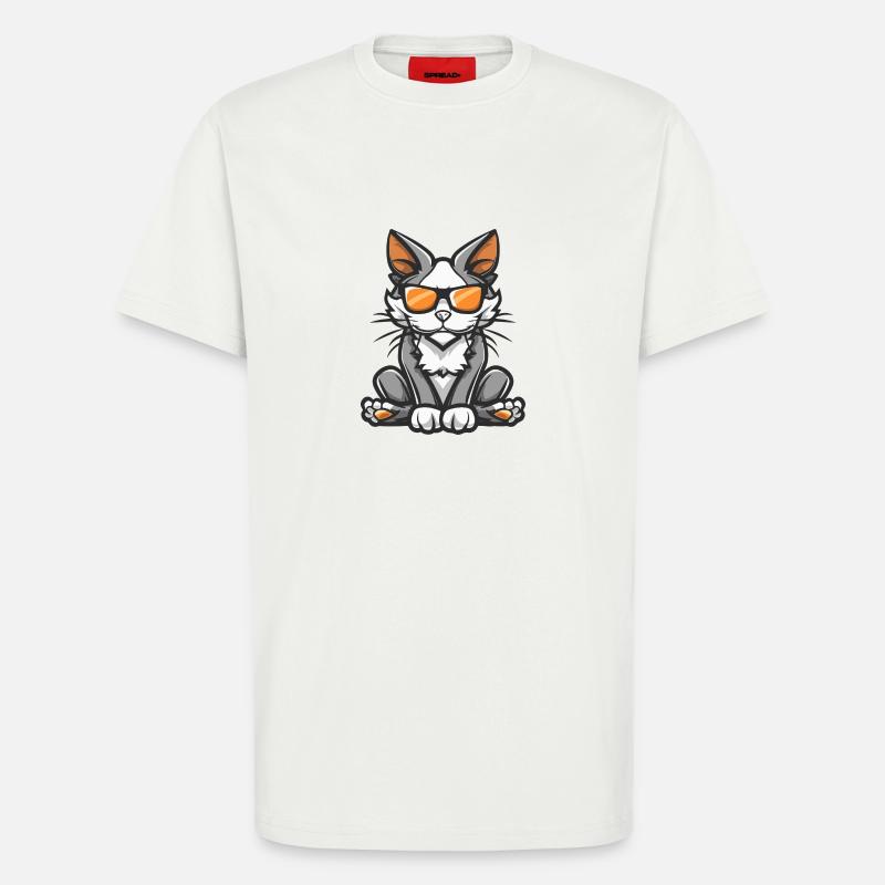 Katze Cool Comic - T-Shirt - made by SPREAD - OFF WHITE