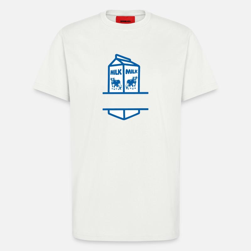 Blauer Milchkarton mit Kuh-eigenem Text - T-Shirt - made by SPREAD - OFF WHITE
