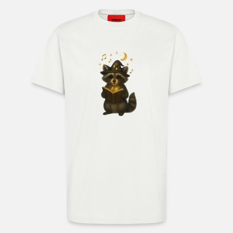 Magischer Waschbär mit Liederbuch - T-Shirt - made by SPREAD - OFF WHITE