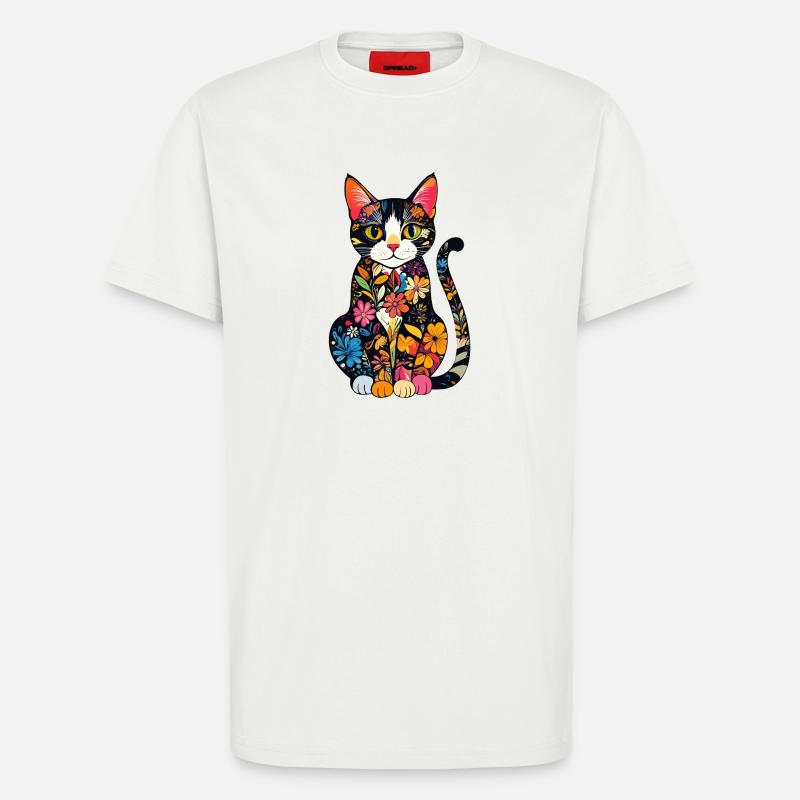 Blütenkatze Farbexplosion - T-Shirt - made by SPREAD - OFF WHITE