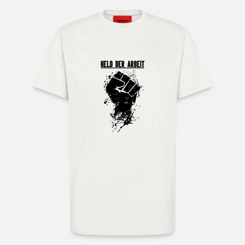 Held der Arbeit Faust Schwarz - T-Shirt - made by SPREAD - OFF WHITE