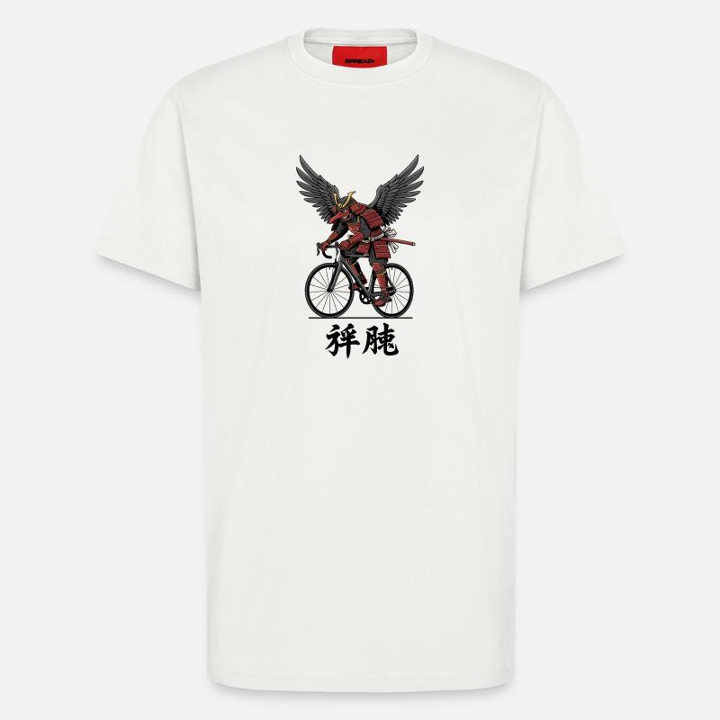 Winged Samurai on Bicycle - T-Shirt - made by SPREAD - OFF WHITE