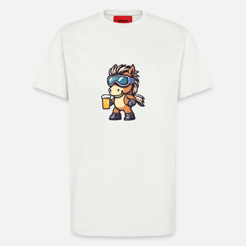 Pferd Apres Ski Bier Comic - T-Shirt - made by SPREAD - OFF WHITE
