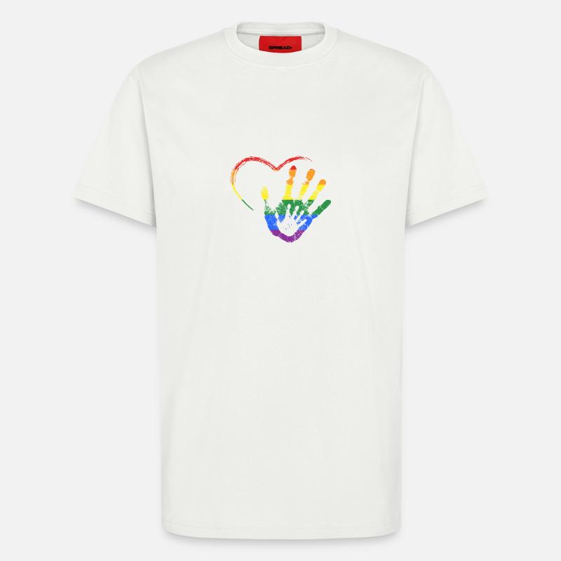 RAINBOW MAIN DANS LA MAIN - T-shirt bio décontracté fabriqué en UE - OFF WHITE
