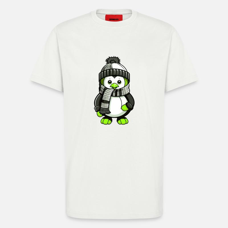 Pinguin Winter Comic - T-Shirt - made by SPREAD - OFF WHITE
