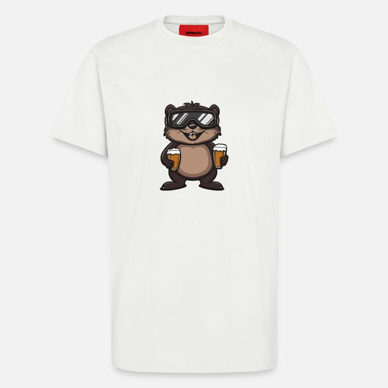 Biber Apres Ski Bier Comic - T-Shirt - made by SPREAD - OFF WHITE