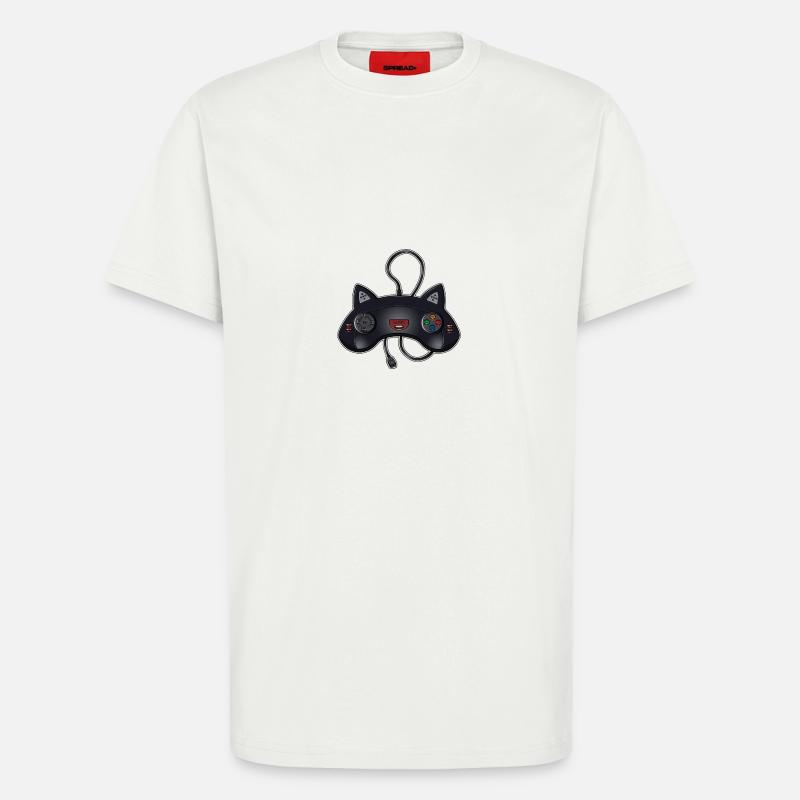 Joystick de chat - T-shirt bio décontracté fabriqué en UE - OFF WHITE