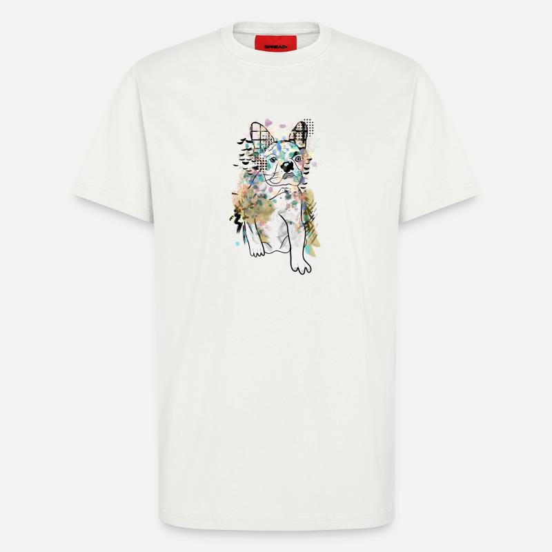 DESSIN DE BOULEDOGUE MIGNON - T-shirt bio décontracté fabriqué en UE - OFF WHITE
