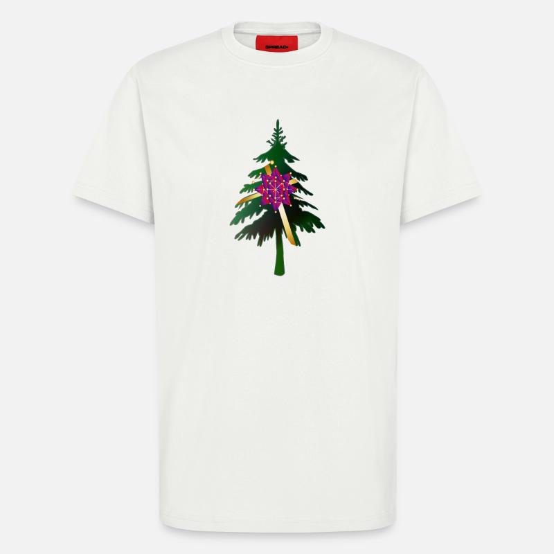 Christbaum oder Weihnachtsbaum & Geschenkschleife - T-Shirt - made by SPREAD - OFF WHITE