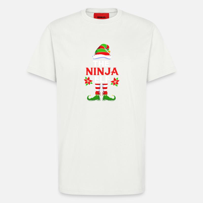 Elfe Elfe Cadeau de Noël Ninja - T-shirt bio décontracté fabriqué en UE - OFF WHITE