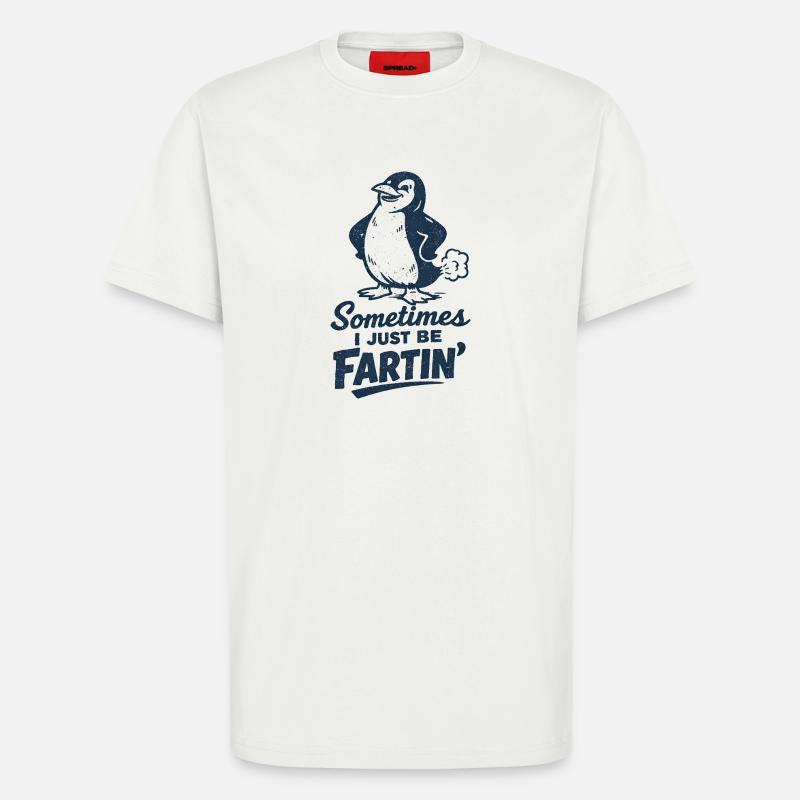 Nogle gange prutter jeg bare – pruttende pingvin - Organic relaxed T-shirt made in EU - OFF WHITE