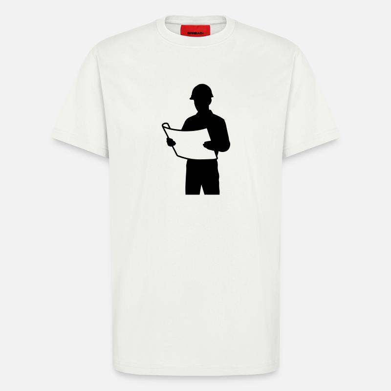T-shirt Architecte - Engineer Blueprint Design - T-shirt bio décontracté fabriqué en UE - OFF WHITE