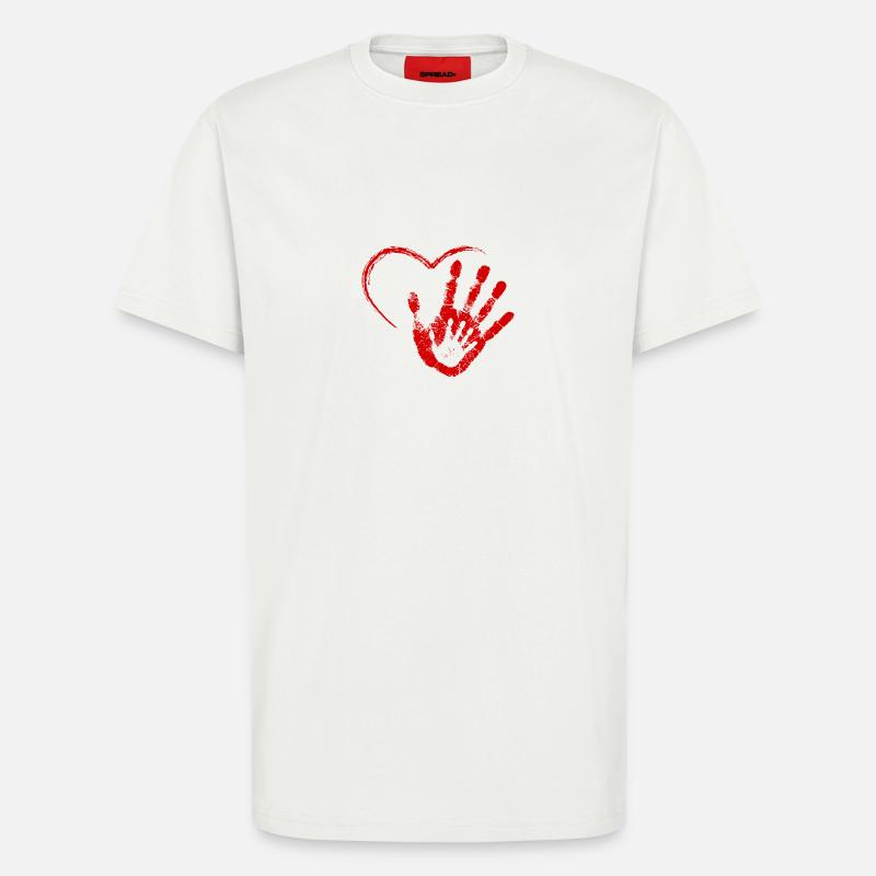 MAIN DANS LA MAIN ROUGE - T-shirt bio décontracté fabriqué en UE - OFF WHITE