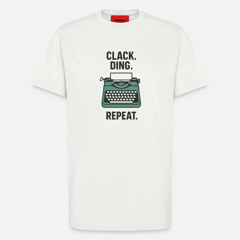 Klack Ding Repeat | Machine à écrire - T-shirt bio décontracté fabriqué en UE - OFF WHITE
