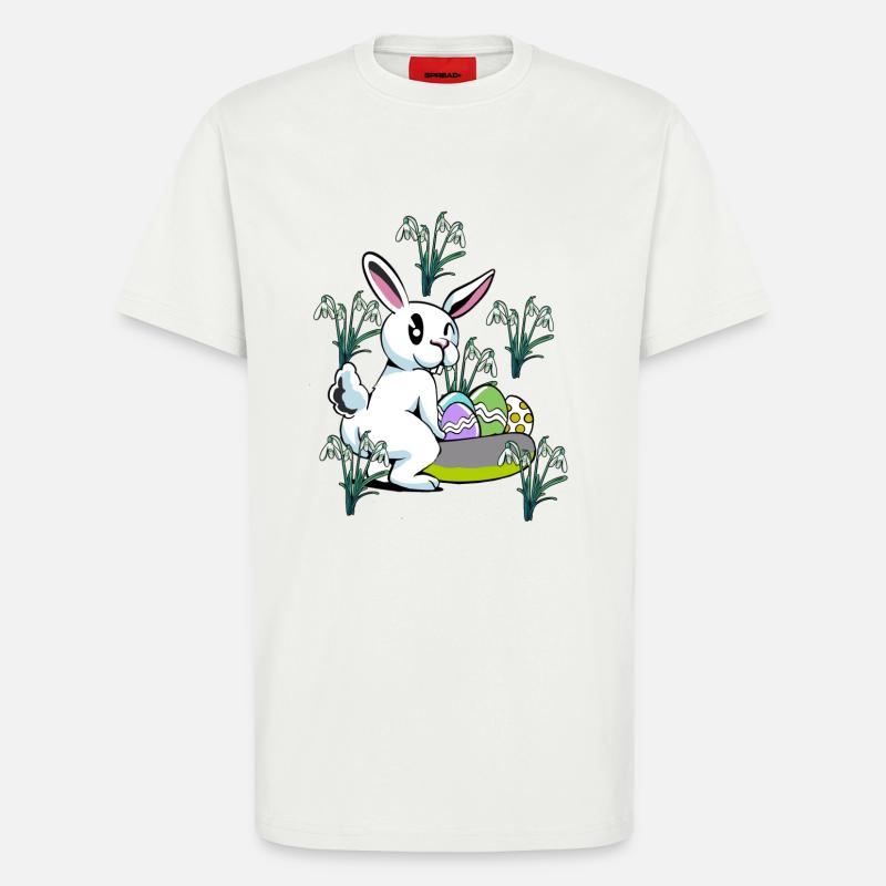 Spring snowdrop flowers Easter bunny - T-Shirt - made by SPREAD - OFF WHITE