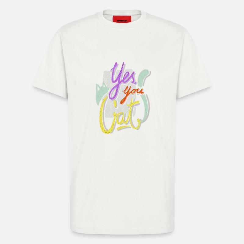oui, vous chat! - T-shirt bio décontracté fabriqué en UE - OFF WHITE