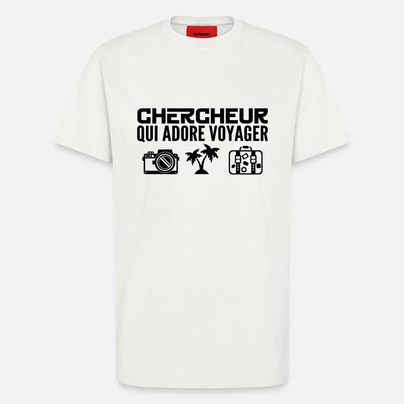 Travelers & Researchers: Passion & Discovery - T-Shirt - made by SPREAD - OFF WHITE