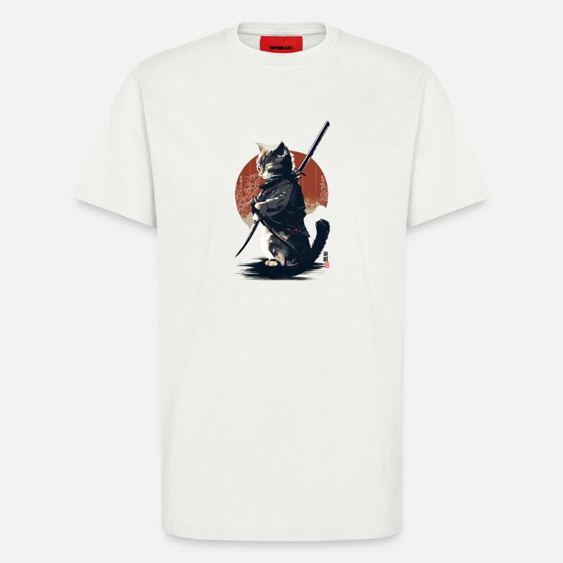 Kawaii Neko Samurai : Katzen-Samurai - T-Shirt - made by SPREAD - OFF WHITE